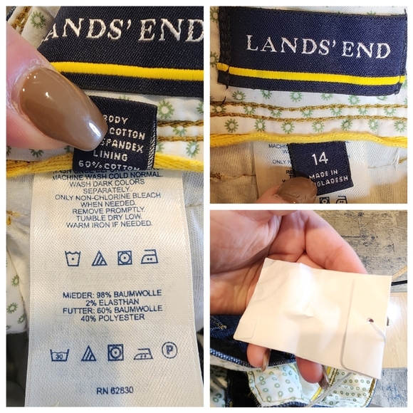 Lands' End Lined Cargo Jeans Darkwash Straight 7 Pockets Size 14 - Picture 4 of 16